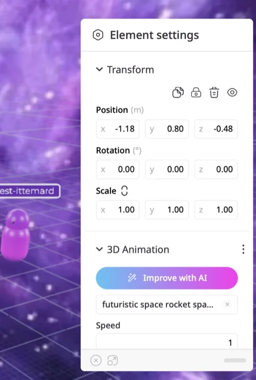 Improve with AI generates the model again from the original and a description