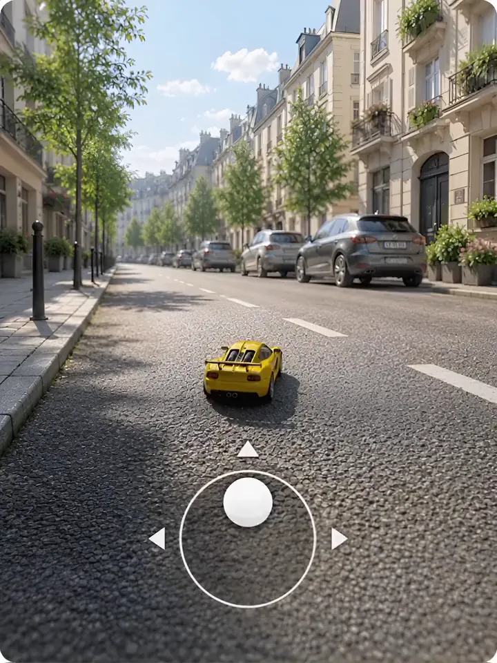 On a phone, the character is steered with an on-screen stick